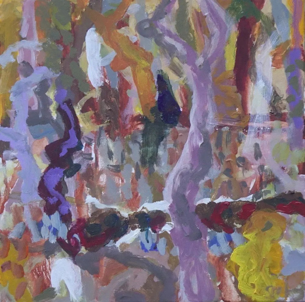 Deeper and deeper (SOLD) acrylic on canvas by artist Sally Stokes