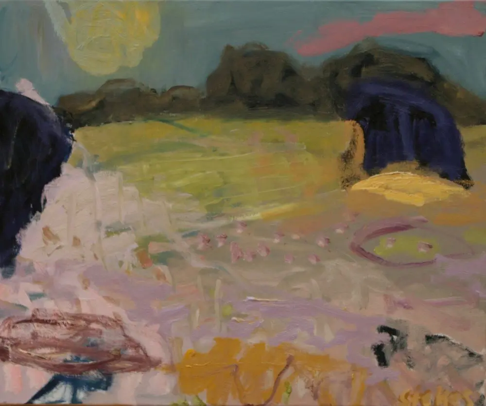 The Conversation oil on linen by artist Sally Stokes