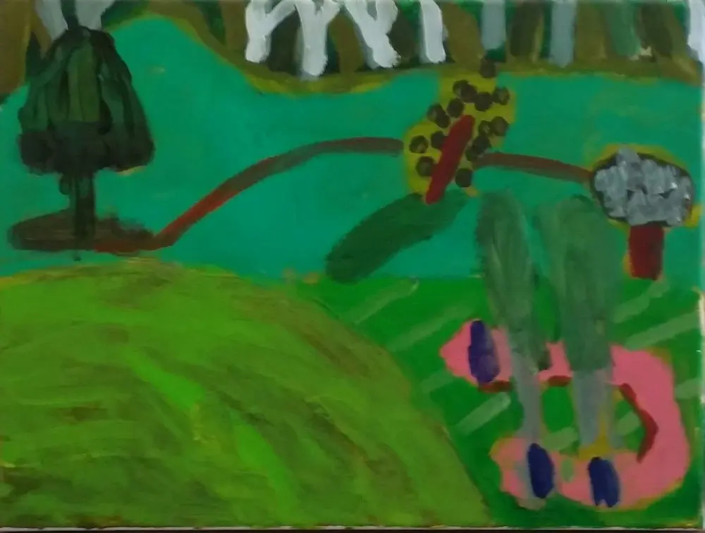 Wollumbin 1 (SOLD) acrylic on board by artist Sally Stokes
