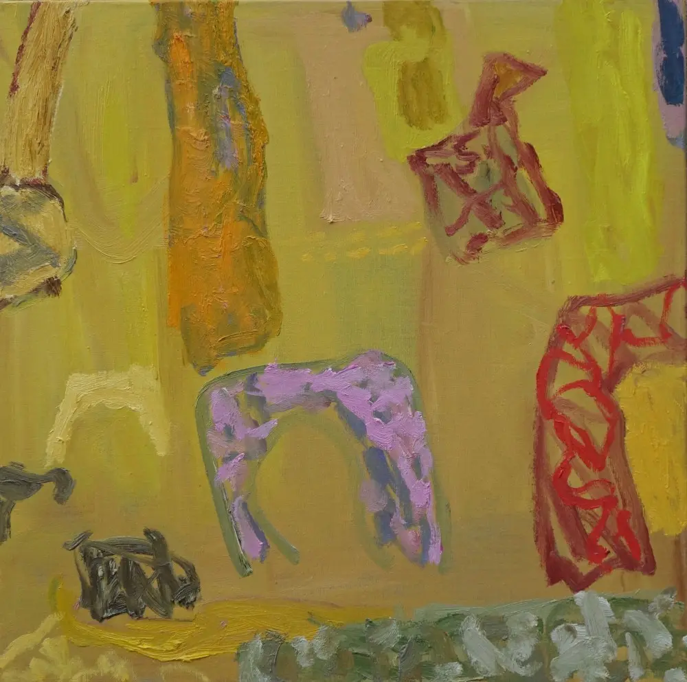 Even dead trees can dance oil on linen by artist Sally Stokes