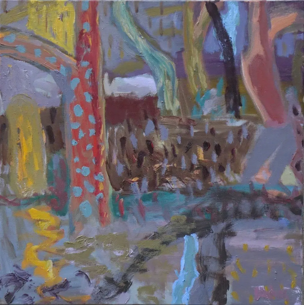 It turned away 2 oil on linen by artist Sally Stokes