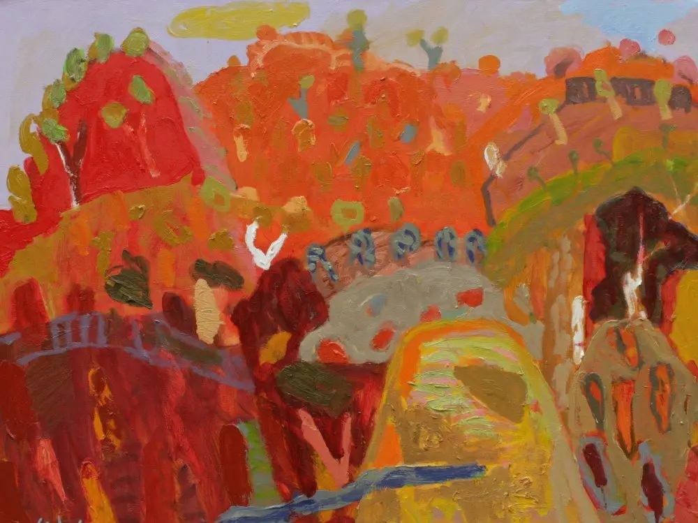 Barkly Hwy 3 Oil on Canvas by artist Sally Stokes
