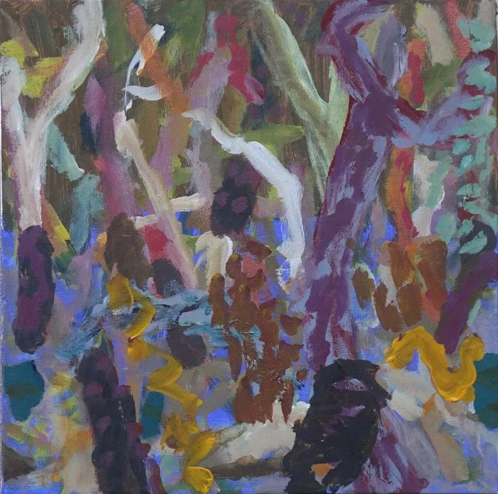 Looking back acrylic on canvas by artist Sally Stokes