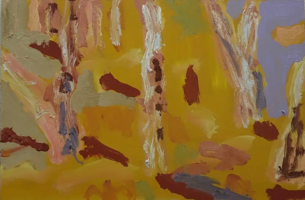 Shadow oil on panel by artist Sally Stokes