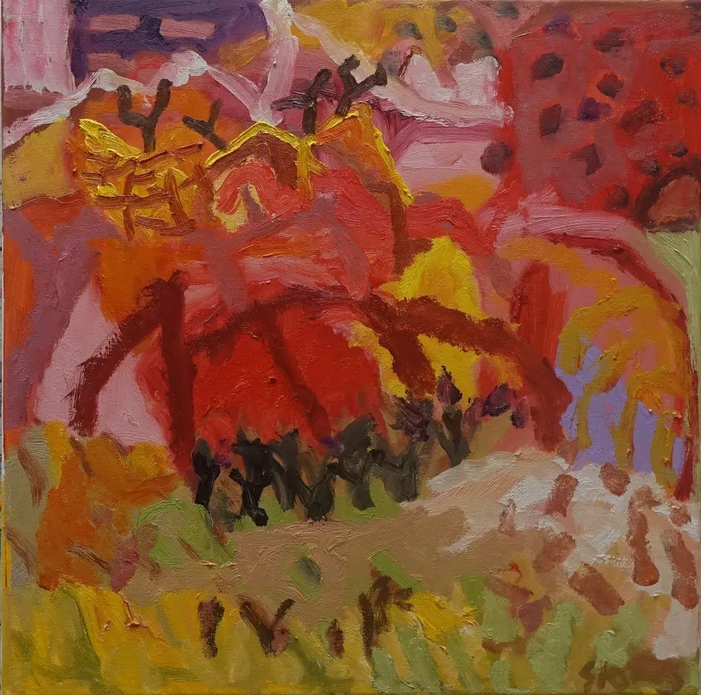 The centre (SOLD)  oil on canvas by artist Sally Stokes