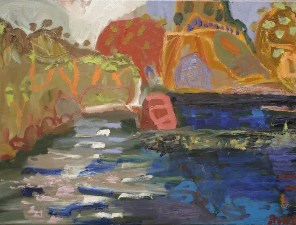 Hills to the River oil on linen by artist Sally Stokes