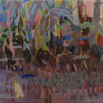 Sliding acrylic on canvas by artist Sally Stokes
