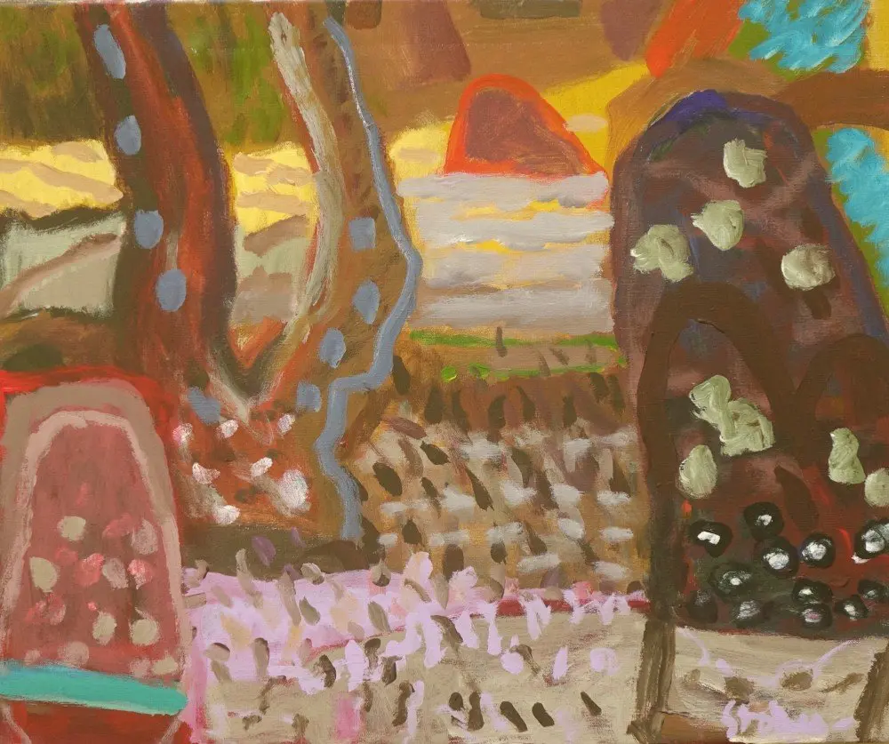 Given to me acrylic on linen by artist Sally Stokes