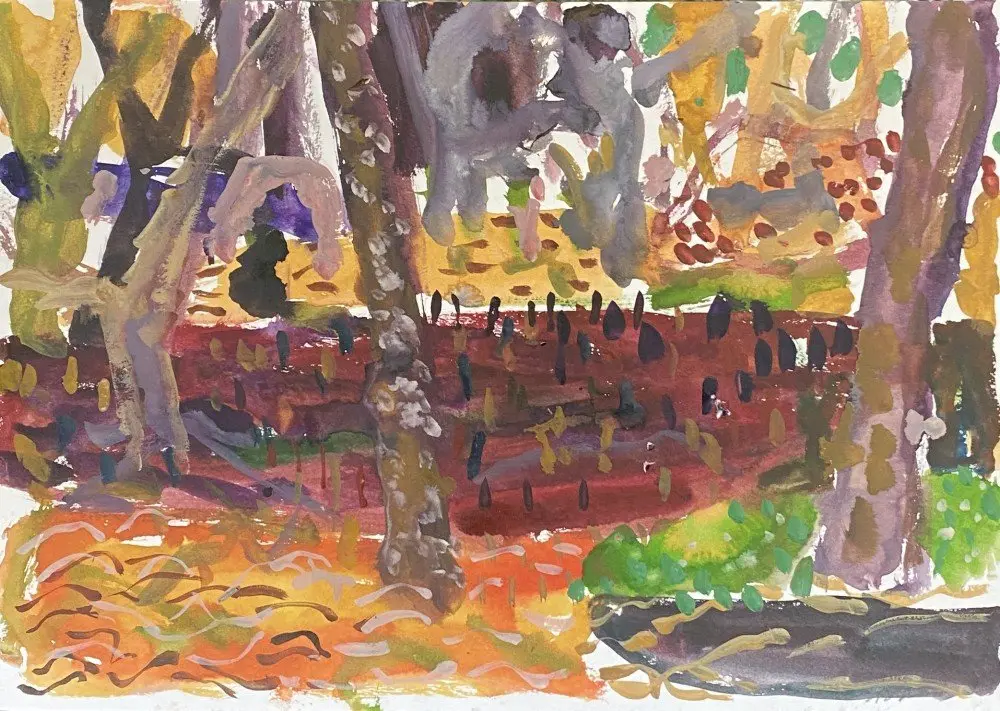 Mangrove study (SOLD) Tempera on paper by artist Sally Stokes