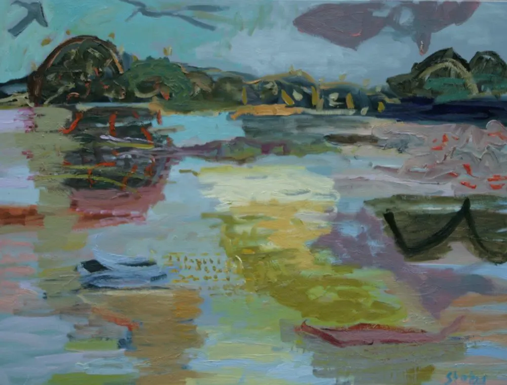 Clouds over Marra (SOLD) oil on linen by artist Sally Stokes