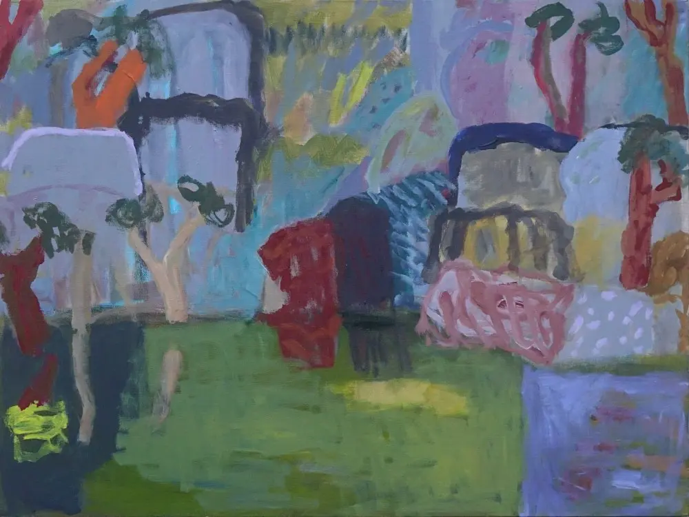 Somewhere acrylic on linen by artist Sally Stokes