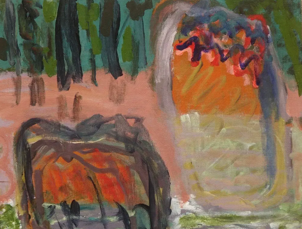 The gallery of important things acrylic on linen by artist Sally Stokes