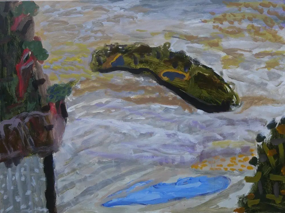 Looking down  acrylic on canvas by artist Sally Stokes