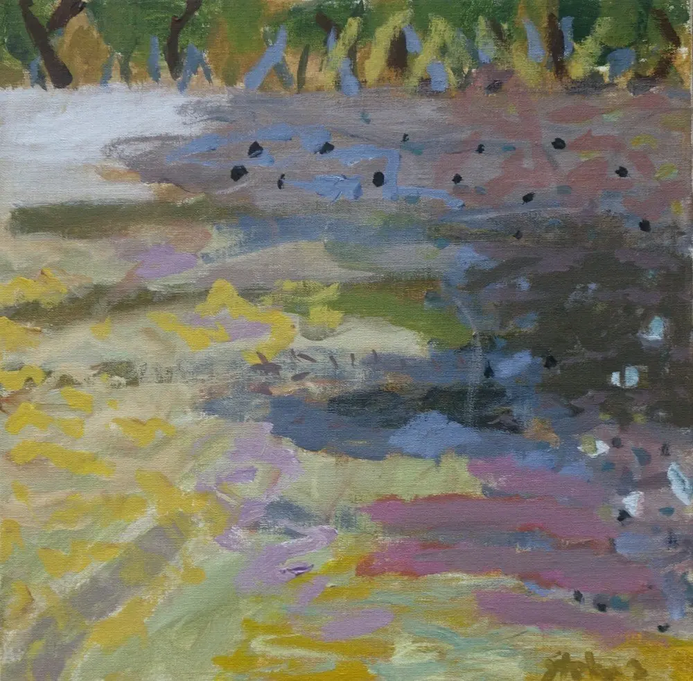 Now and again acrylic on linen by artist Sally Stokes