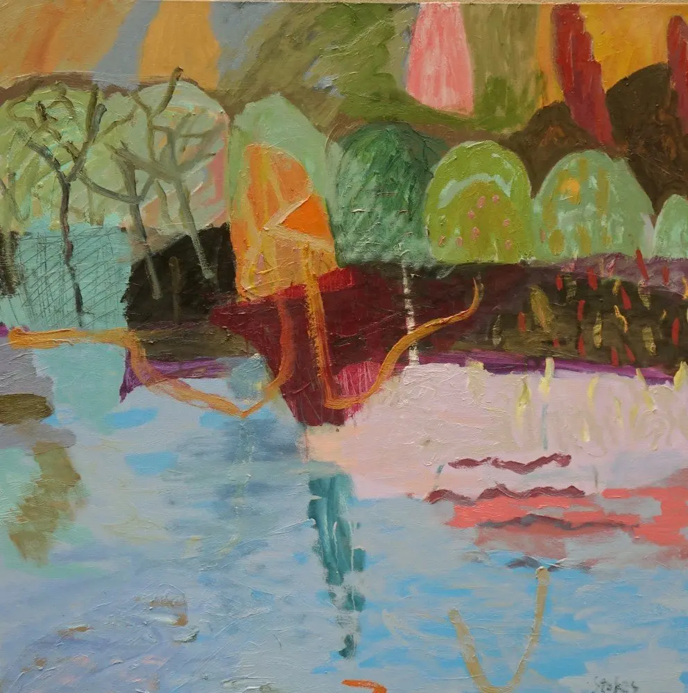 Crosslands 2   oil on canvas by artist Sally Stokes