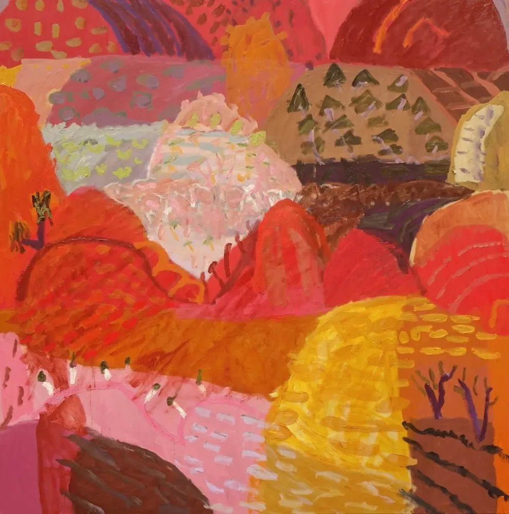 Singing in the wind oil on linen by artist Sally Stokes