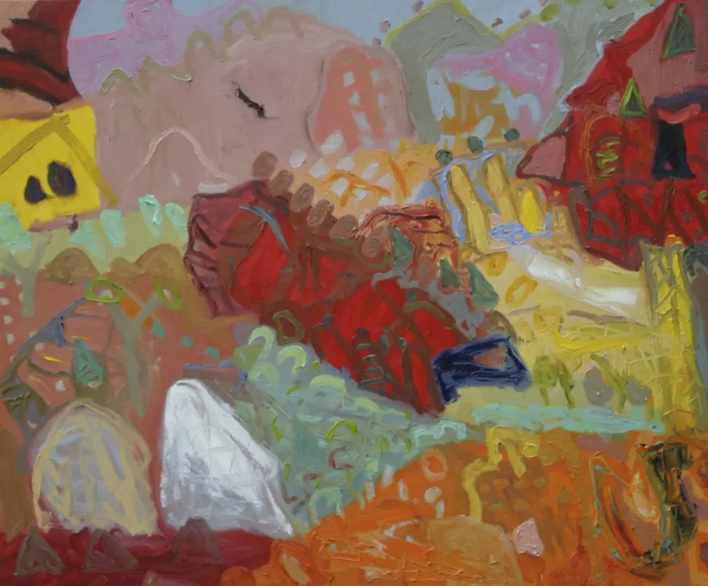 Palm Valley oil on canvas by artist Sally Stokes
