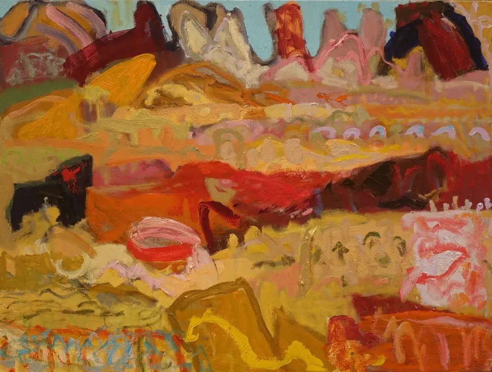 Singing you softly (SOLD) oil on linen by artist Sally Stokes