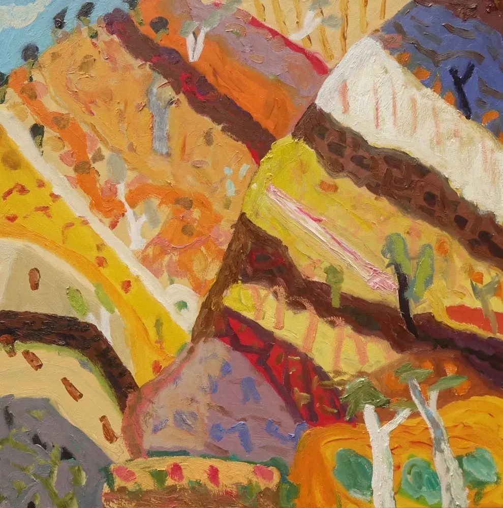Back again 2 oil on canvas by artist Sally Stokes