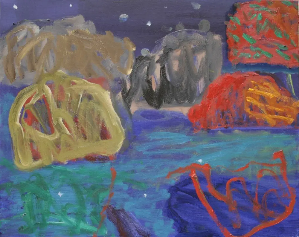 And the Hills Talk oil on linen by artist Sally Stokes