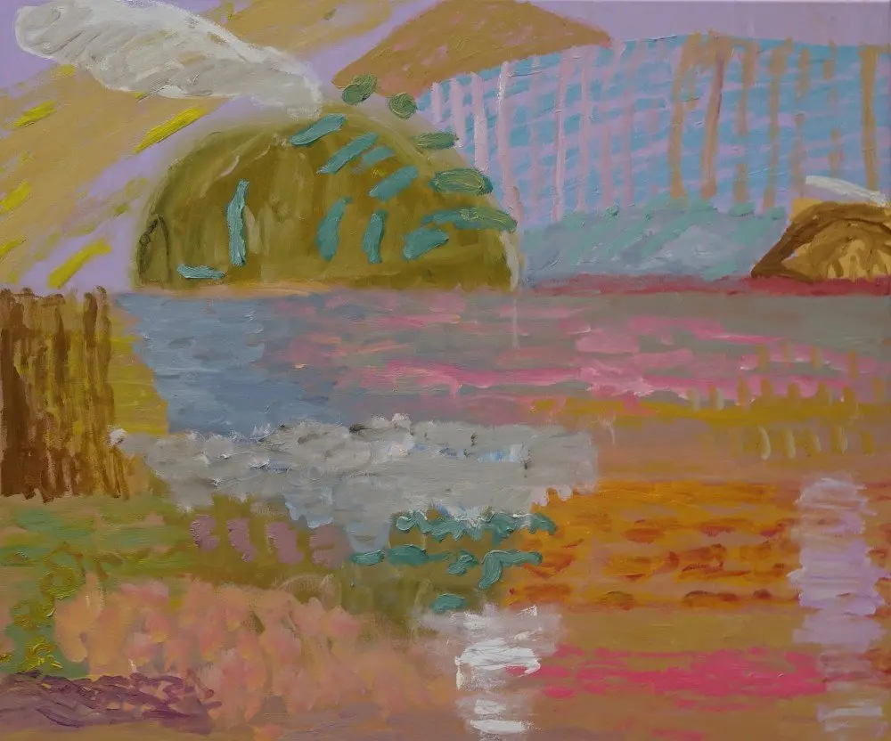 This is earth oil on canvas by artist Sally Stokes