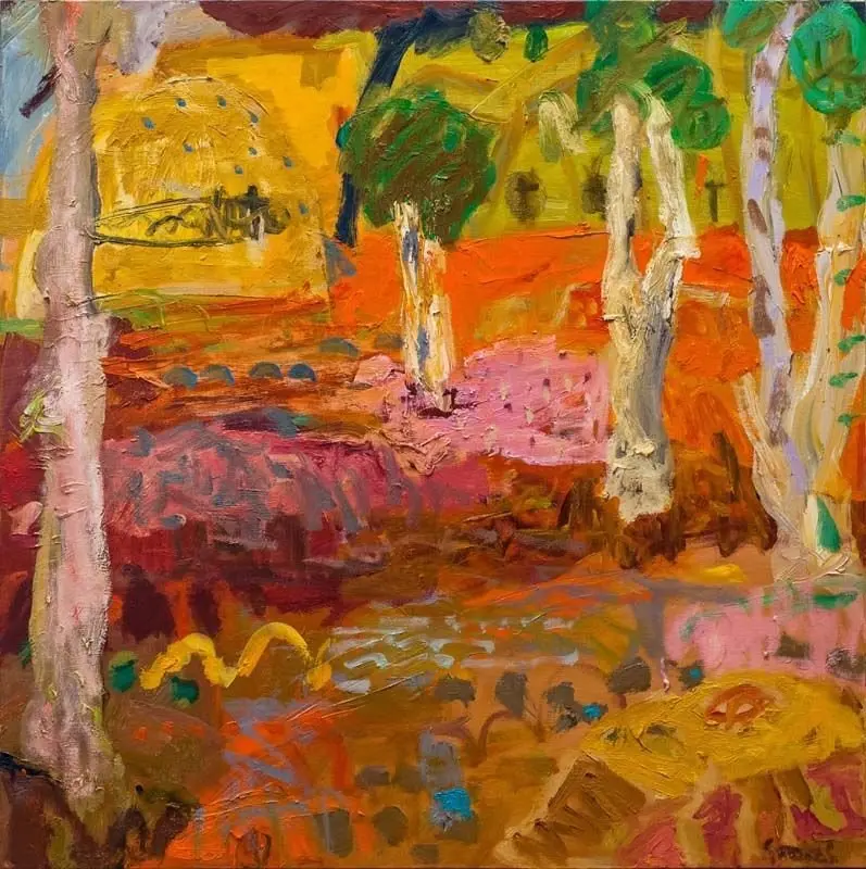 And the Riverbed Sang (SOLD) oil on linen by artist Sally Stokes
