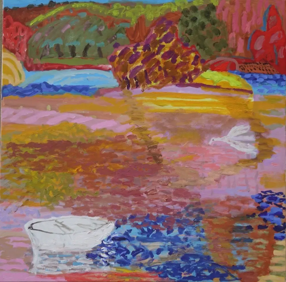 I went back oil on canvas by artist Sally Stokes