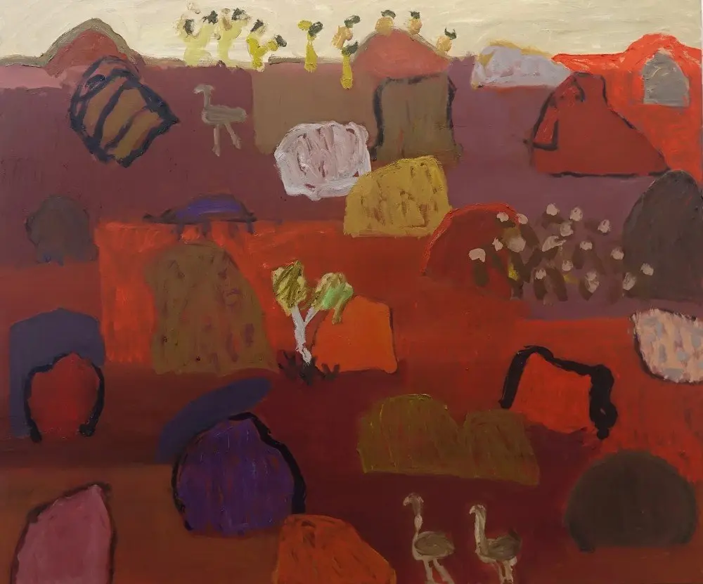 Granite boulders oil on canvas by artist Sally Stokes
