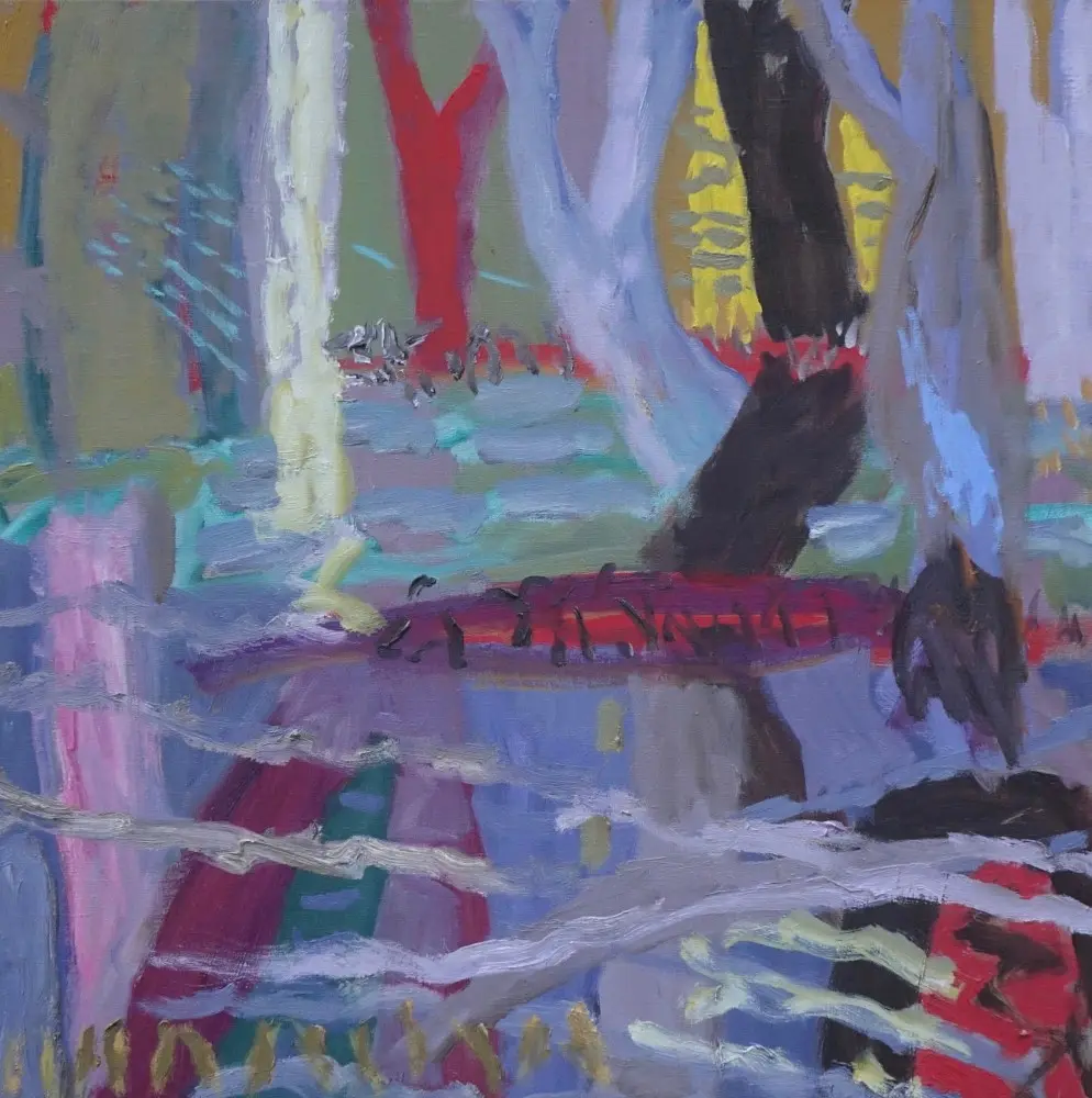 Moving spaces 2 (SOLD) oil on linen by artist Sally Stokes