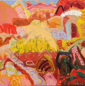 Road to Ndhala 2 (SOLD) oil on canvas by artist Sally Stokes