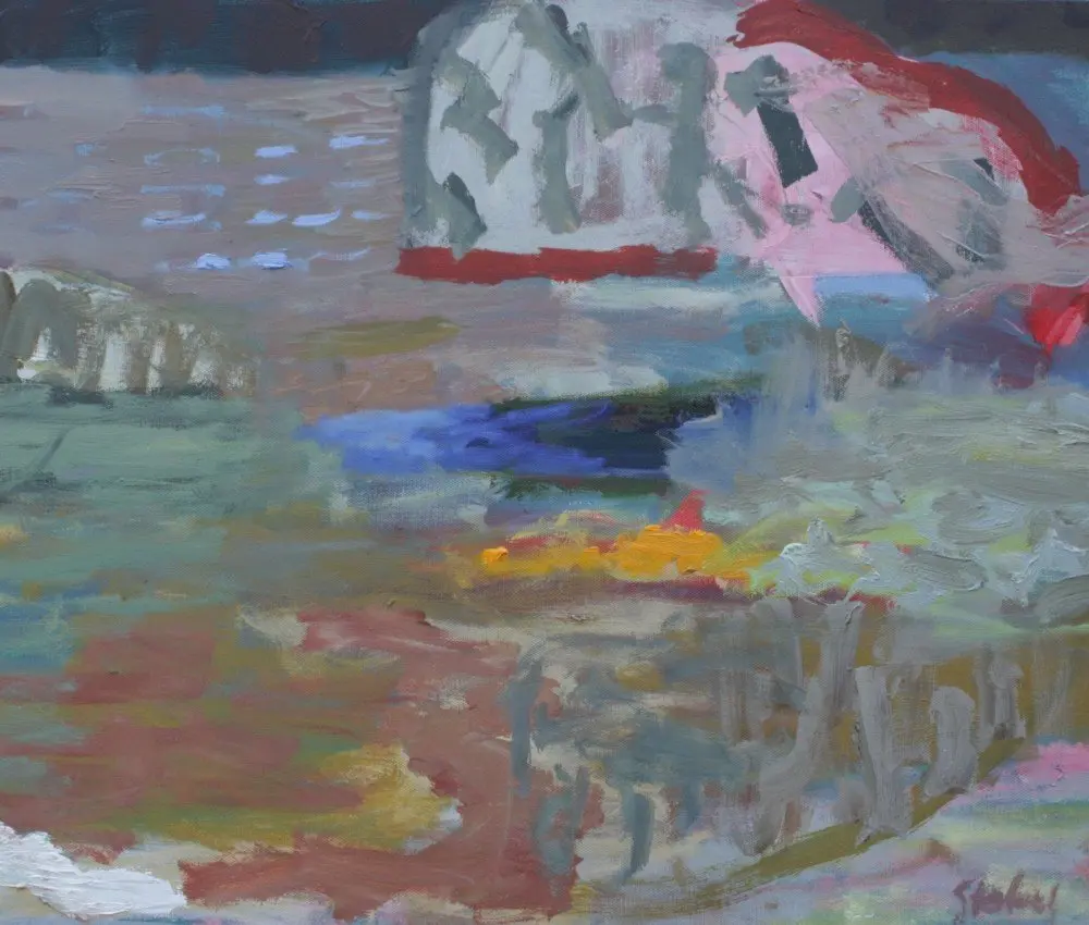 Friendly Island I oil & acrylic on canvas by artist Sally Stokes