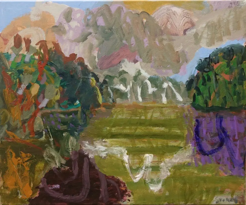 Dialogue acrylic on linen by artist Sally Stokes