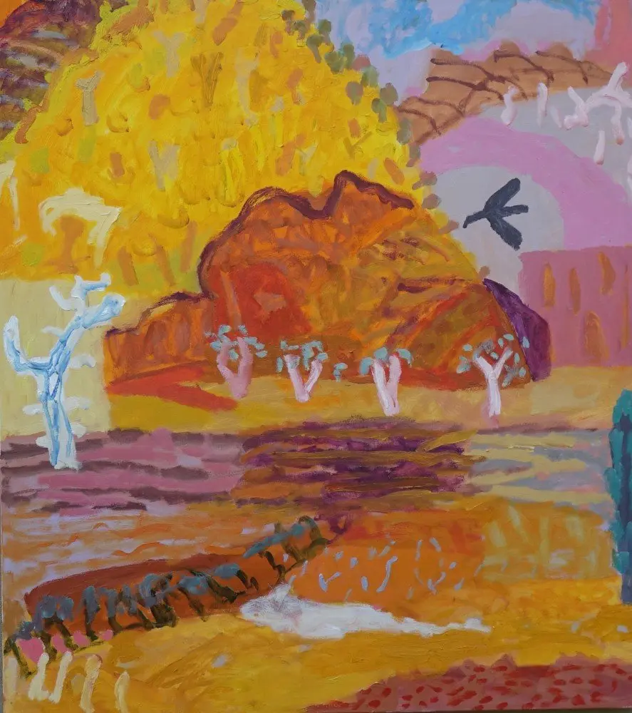 Across the landscape (SOLD) oil on canvas by artist Sally Stokes