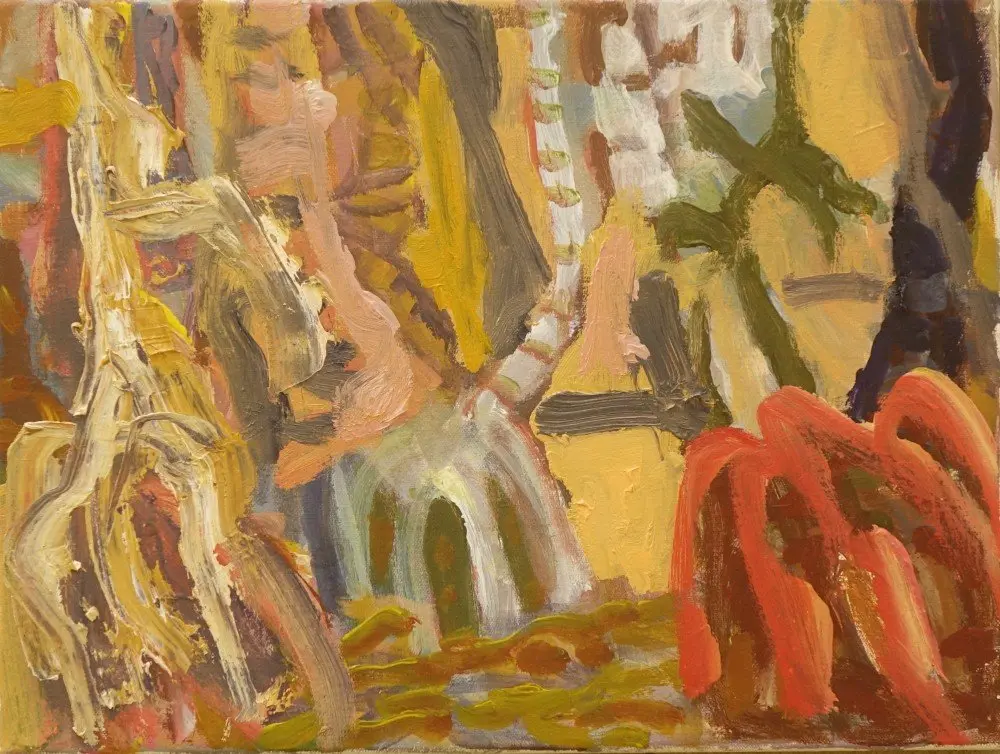Connecting acrylic on canvas by artist Sally Stokes
