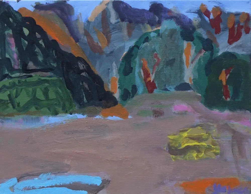 A moment acrylic on linen by artist Sally Stokes