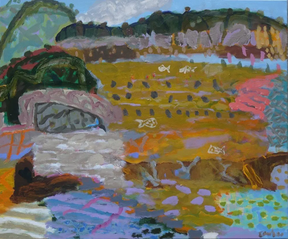 Where peace comes acrylic on canvas by artist Sally Stokes