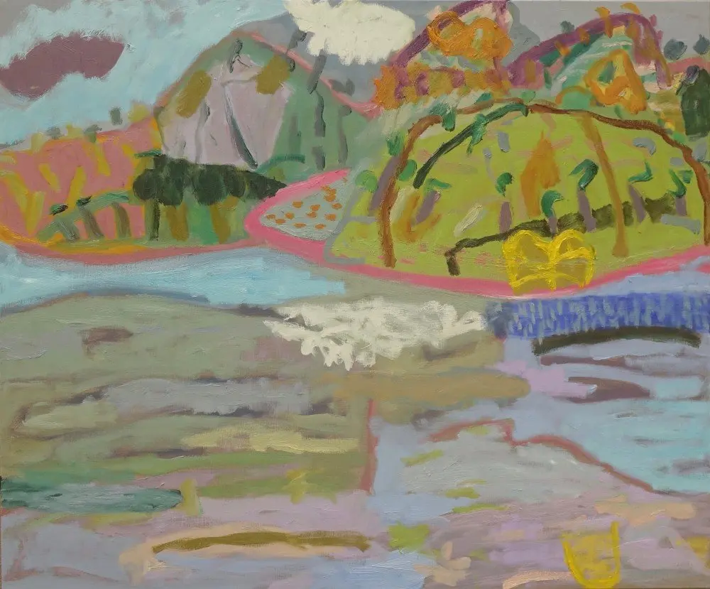 The sound of water  oil on linen by artist Sally Stokes