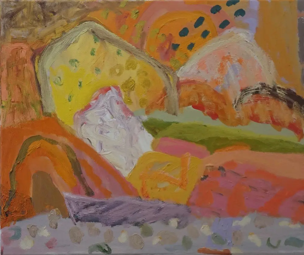Sand falls oil on canvas by artist Sally Stokes