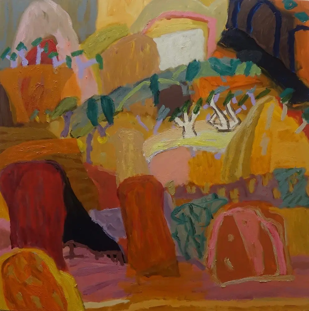 Deciphered oil on canvas by artist Sally Stokes