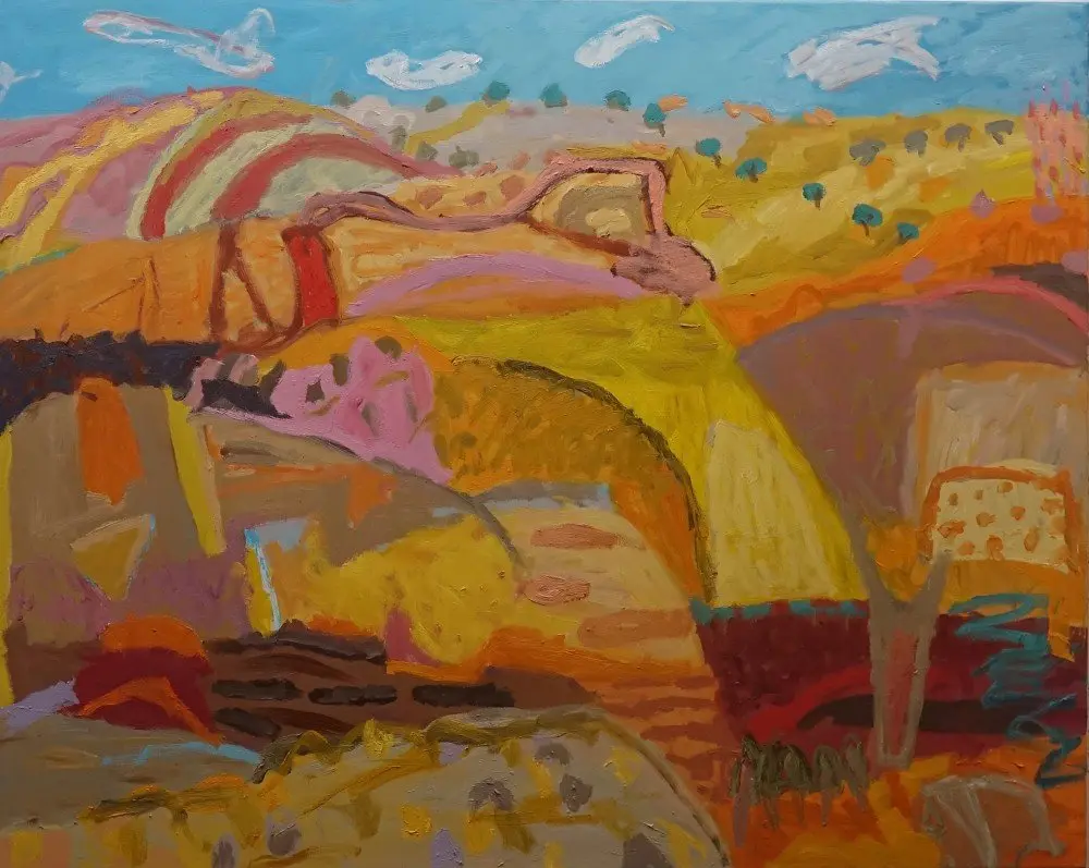 Belonging oil on canvas by artist Sally Stokes