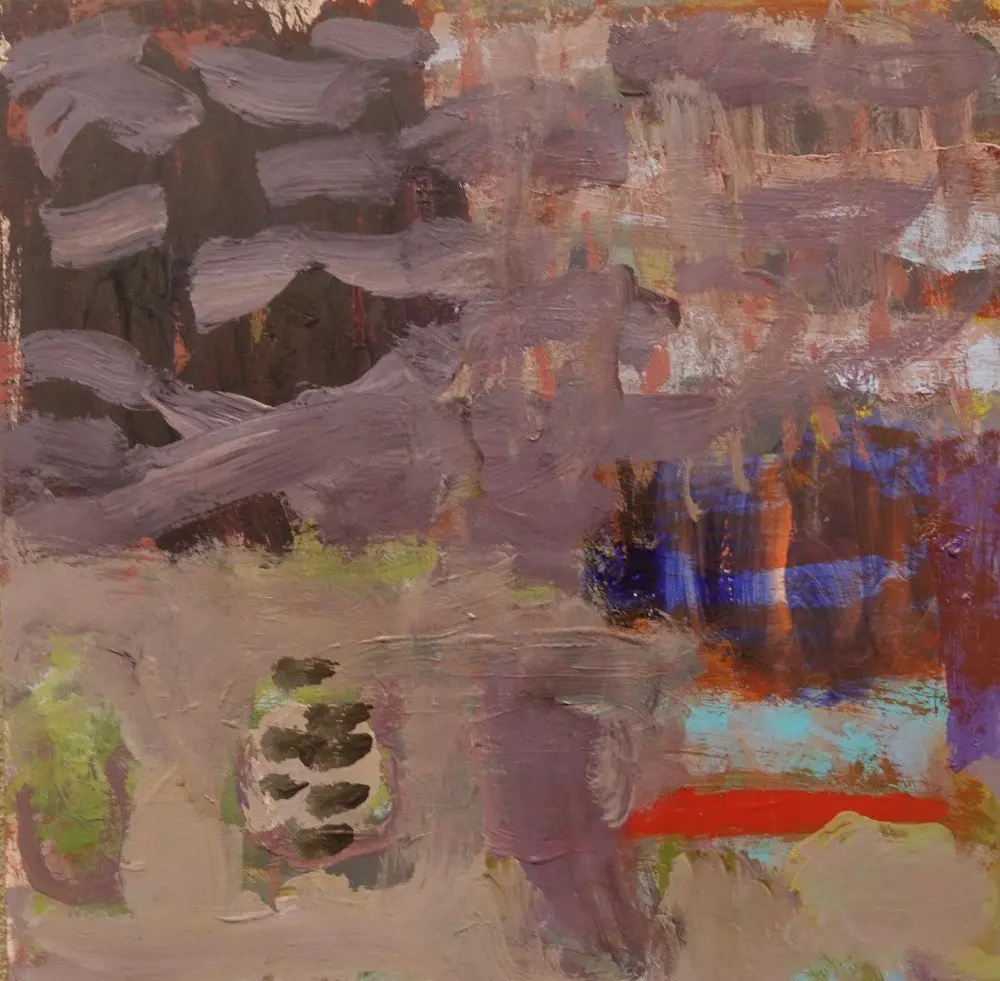 Mudflat movements acrylic on wood by artist Sally Stokes