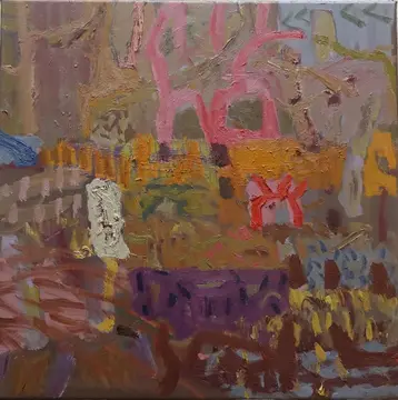 Stokes Emerging oil on canvas 61x61cm