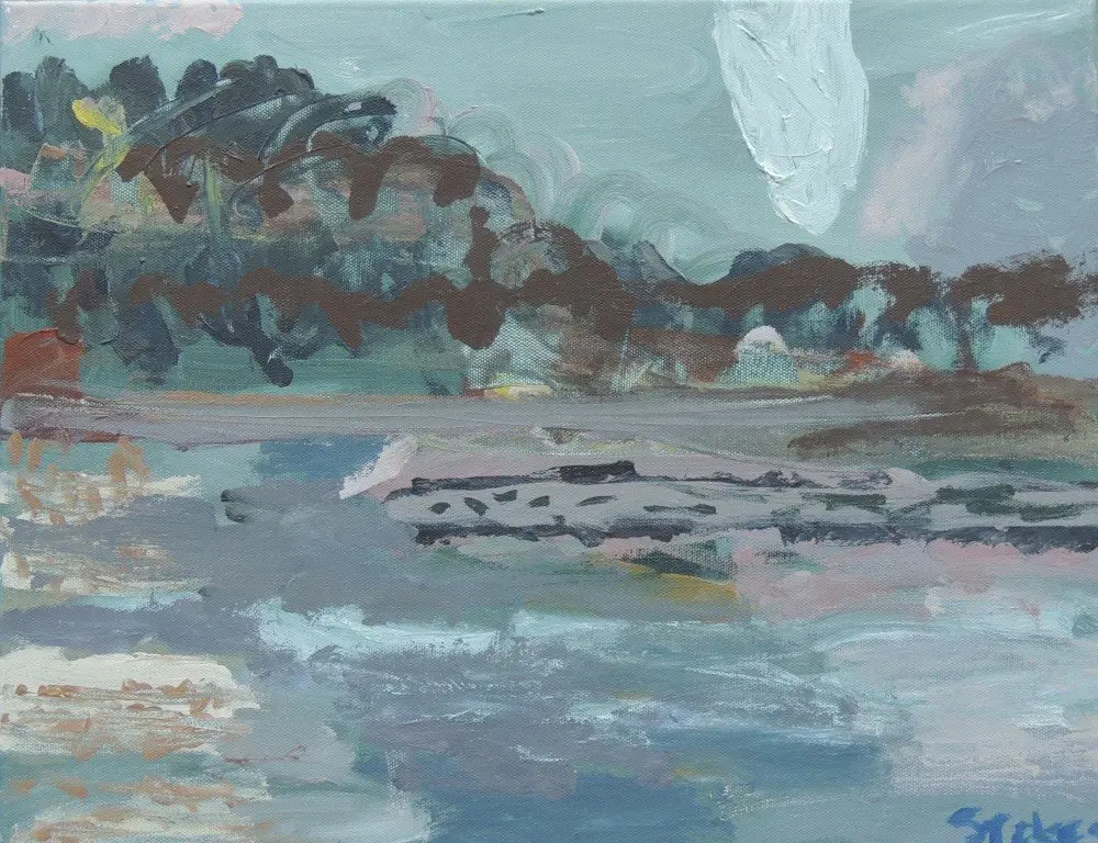 Falling cloud acrylic on canvas by artist Sally Stokes