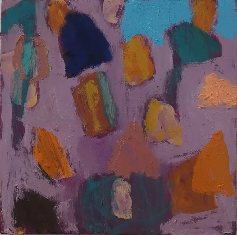Rock dance oil on panel by artist Sally Stokes
