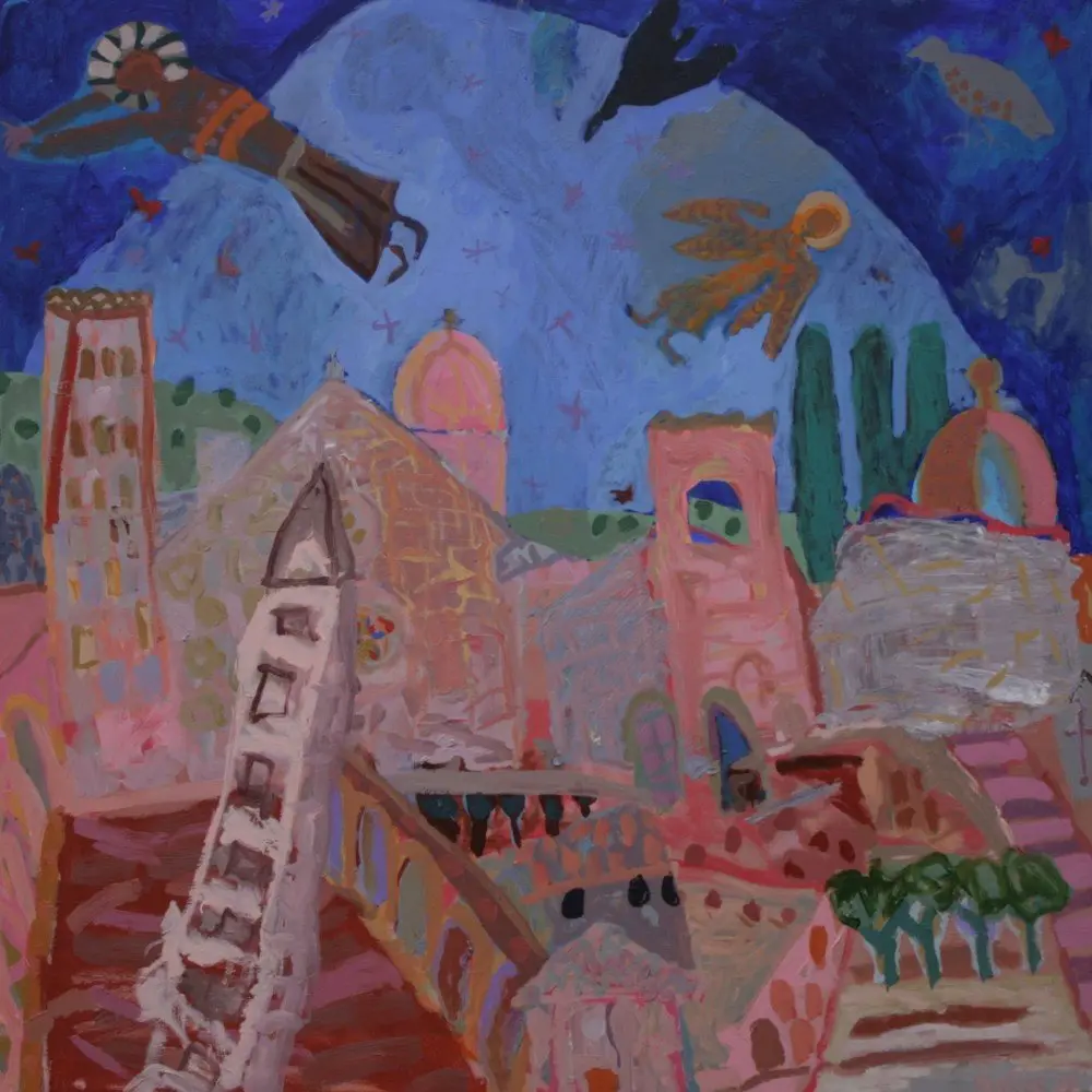 Assisi 6 oil on acrylic (sold) by artist Sally Stokes
