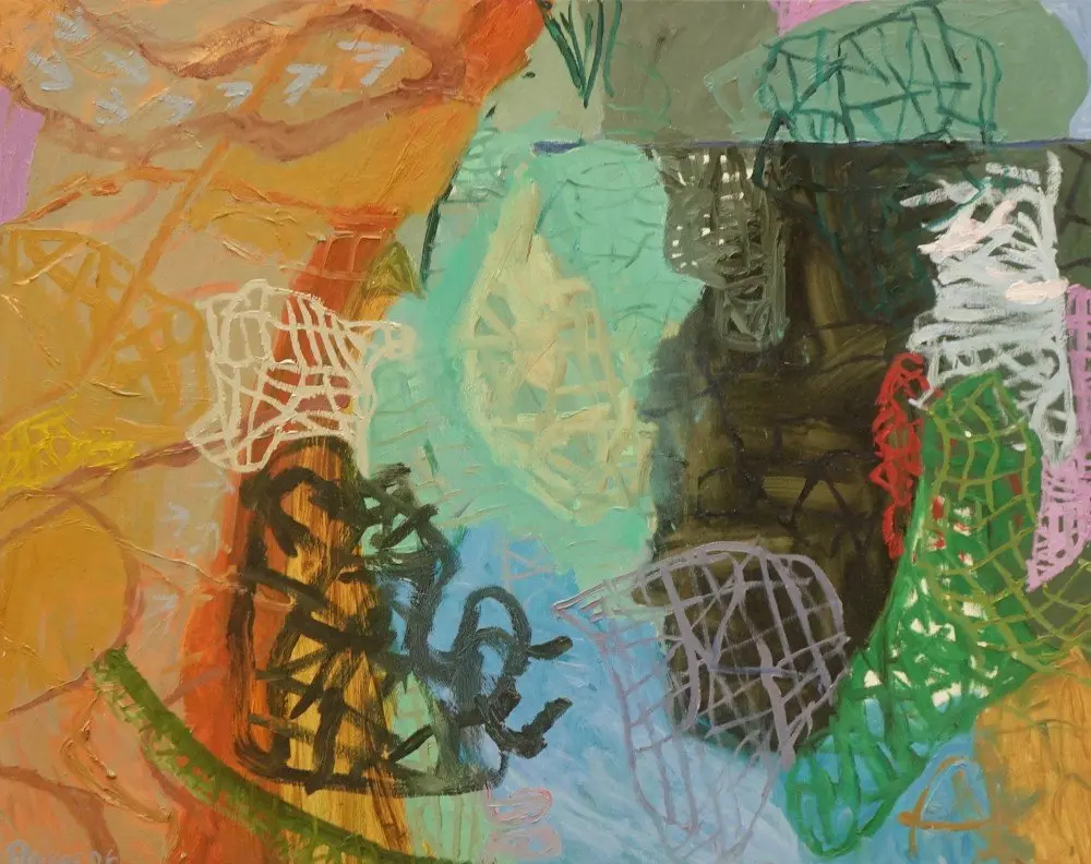 Reflection patterns oil on canvas by artist Sally Stokes