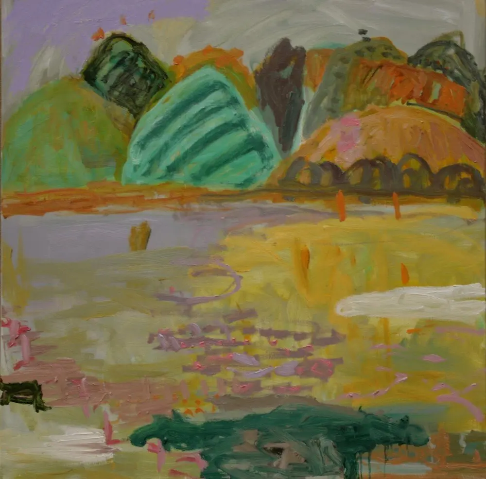 Jade Mountain oil on linen by artist Sally Stokes