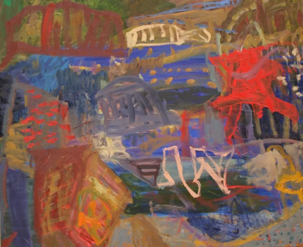 And the night reached out oil on canvas by artist Sally Stokes