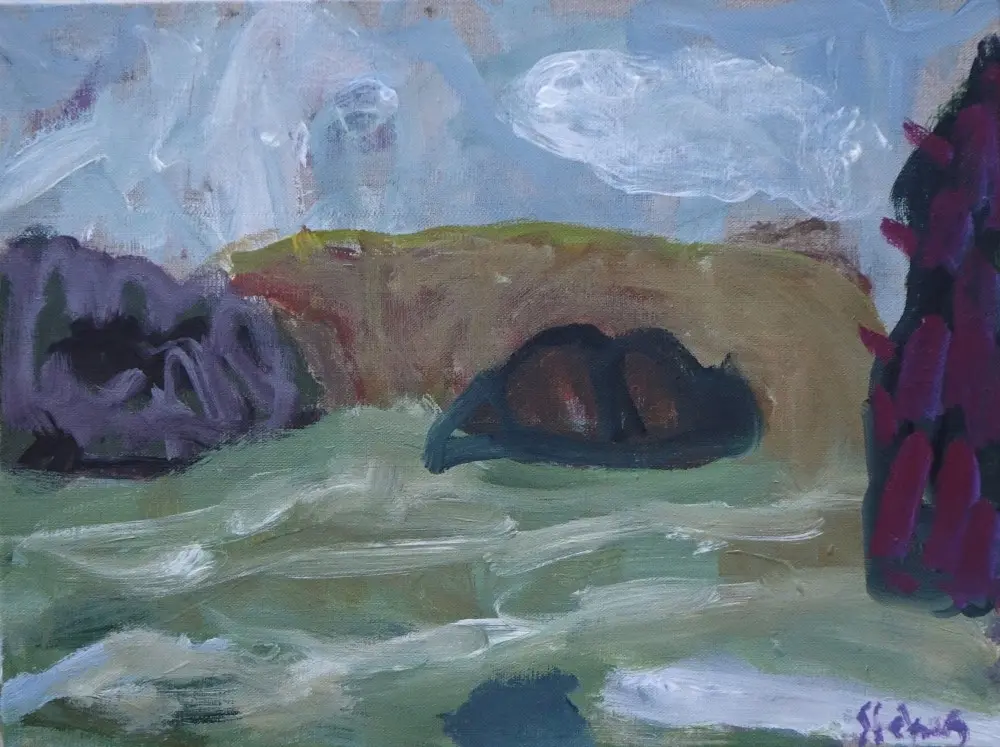 Outside acrylic on linen by artist Sally Stokes