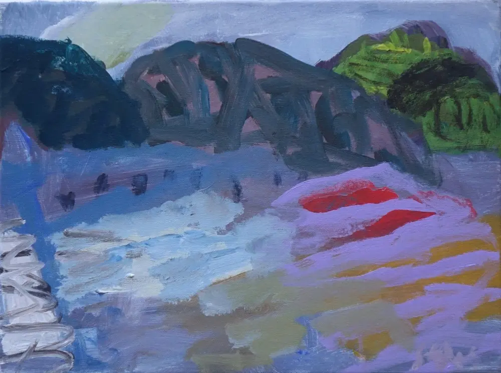Beckoning acrylic on canvas by artist Sally Stokes